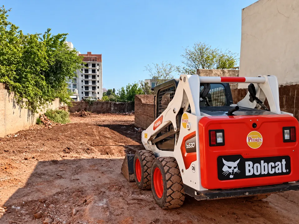 Minicargadora Bobcat S530 de Pedrin en un terreno limpio